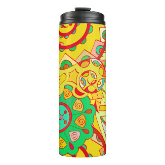 Garrafa Térmica Tracery padrão perfeito. Mehndi design. Co étnico