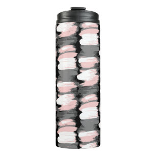 Garrafa Térmica Traços de pincel, decoração cor-de-rosa-cinza.