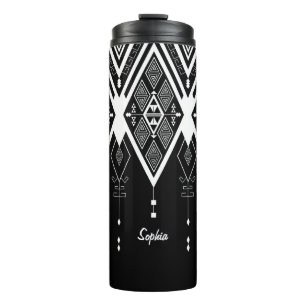 Garrafa Térmica Traje Preto e Branco Nativo Americano