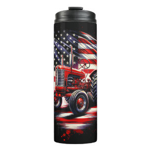 Garrafa Térmica Trator Patriótico 4 de Julho Bandeira Americana Fa