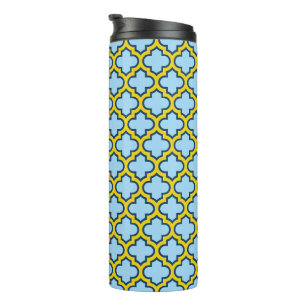 Garrafa Térmica Trellis azul e amarela, lete, quatrefoil