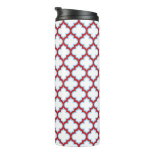 Garrafa Térmica Trellis branca e vermelha, lete, quatrefoil