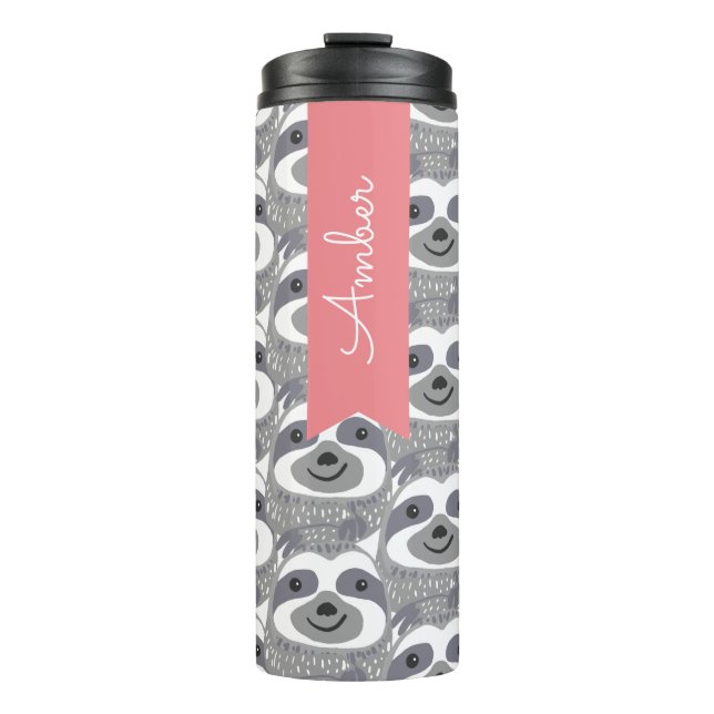 Garrafa Térmica Trendy Cinza Sloths Doodle (Frente)