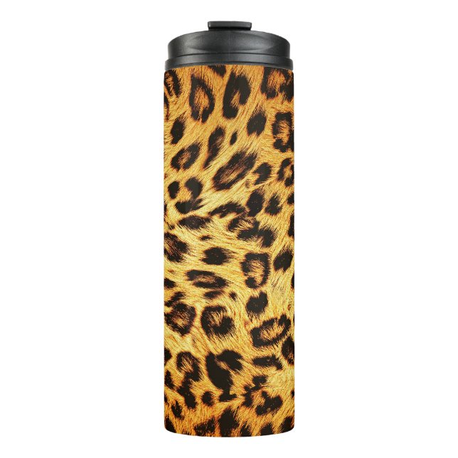 Garrafa Térmica Trendy Leopard: Padrão de Design da pele. (Frente)