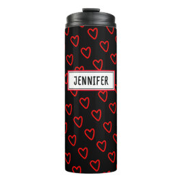 Garrafa Térmica Trendy Love Red, Black E Name Heart Patterno