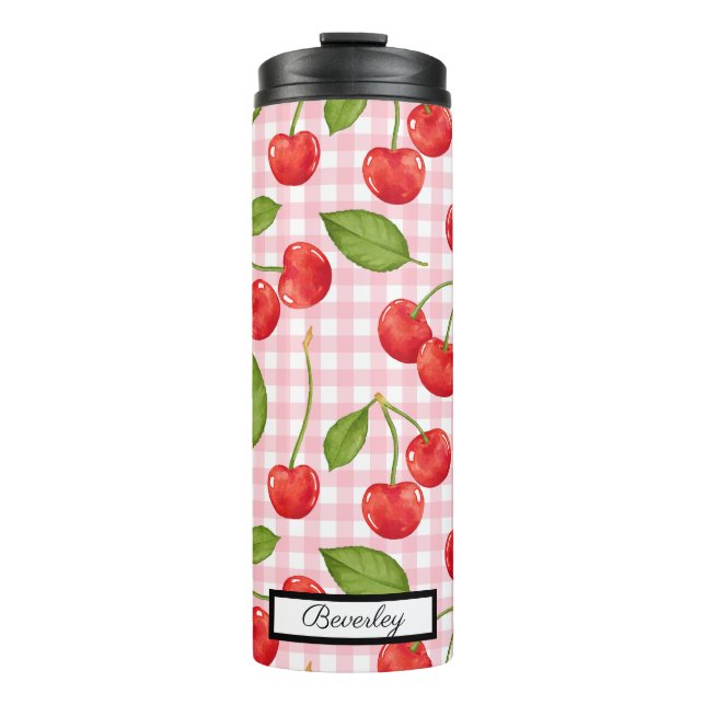 Garrafa Térmica Trendy Red Cherry Pattern gingham (Frente)