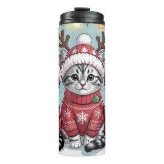 Garrafa Térmica Três Gatinhos Natalinos Festivos