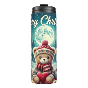 Garrafa Térmica Três Ursos de Teddy Bonitos Feliz Natal