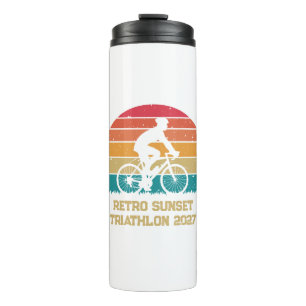 Garrafa Térmica Triatlo de Ciclismo Personalizado Pôr do Sol Retro