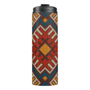 Garrafa Térmica Tribal Aztec, padrão sem costura, em lã de malha