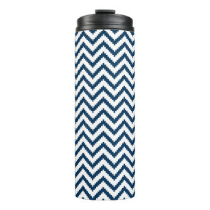 Garrafa Térmica Tribal Tumbler, Marinho Blue e White Chevron