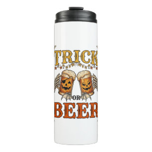 Garrafa Térmica Trick Or Beer Halloween Caneca Abóbora Esqueleto M