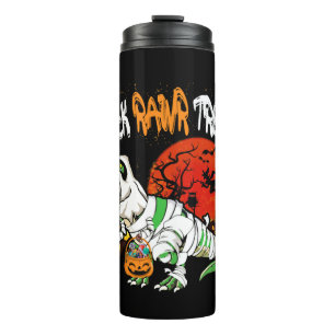 Garrafa Térmica Trick Rawr Treat Halloween Dinossaur T Rex Pumpkin