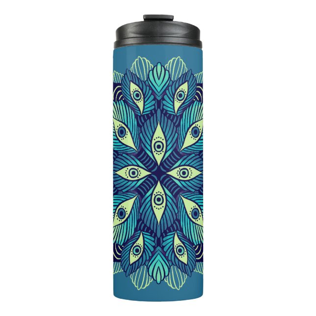 Garrafa Térmica Trippy Psychedelic Eyes Arte Surreal Floral (Frente)