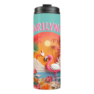 Garrafa Térmica Tropical 3D de Flamingo Cura