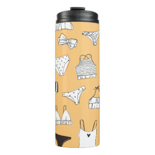 Garrafa Térmica Tropical Bikini: Padrão de Verão Desenhado à Mão