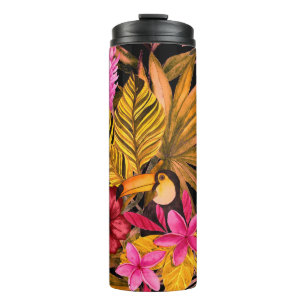 Garrafa Térmica Tropical Flamingo: Padrão de Verão de Hibiscus