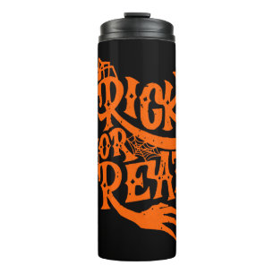 Garrafa Térmica Truque Ou Tratar Design de Halloween Grunge