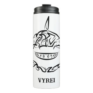 Garrafa Térmica Tubarão-branco-Excelente-tribal preto e branco