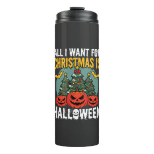 Garrafa Térmica Tudo o que Quero no Natal é o Design de Halloween