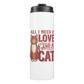 Garrafa Térmica Tudo que Preciso é Amor e um Gato Gato Antigo Aman