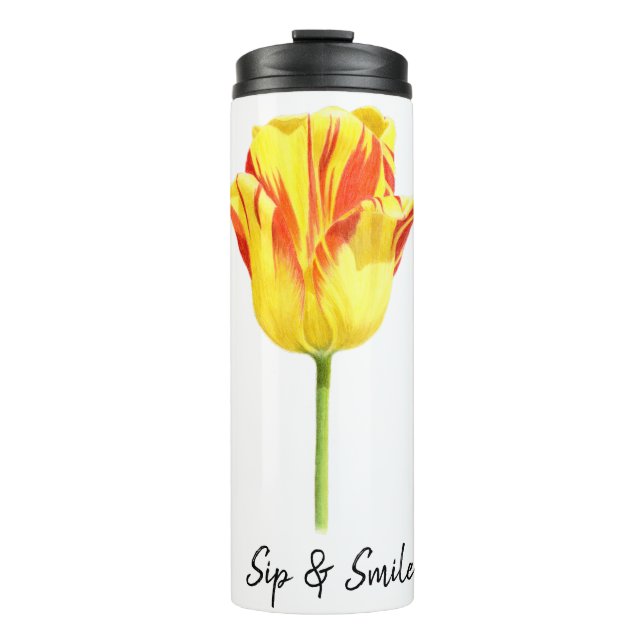 Garrafa Térmica Tulipa personalizada amarela e vermelha (Frente)