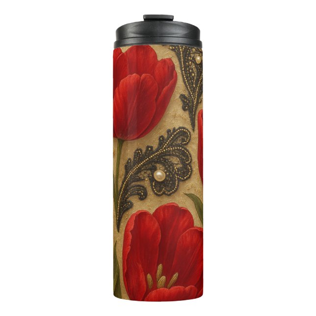 Garrafa Térmica Tulipas e Renda  DESIGN  (Frente)