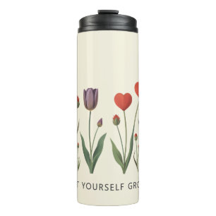 Garrafa Térmica Tulipas Floral Heart Deixe-se Crescer Citação