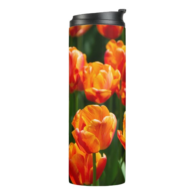 Garrafa Térmica Tulipas laranja brilhante no parque    (Giro à esquerda)