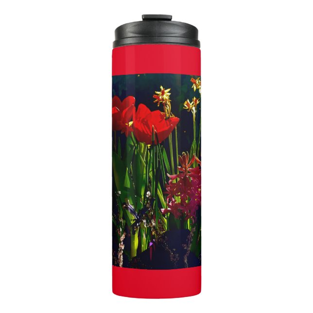 Garrafa Térmica Tulipas Vermelhas primavera (Frente)