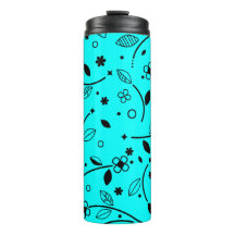 Tumba Térmica Floral Retro Turquesa Preto Arte Lin