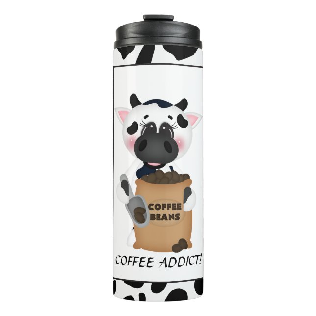 Garrafa Térmica Tumbler bonito da vaca do viciado do café (Frente)