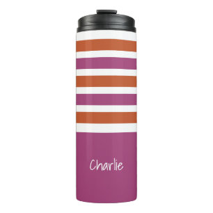 Garrafa Térmica Tumbler com monograma personalizado de listras