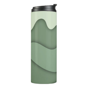Garrafa Térmica Tumbler com Padrão de Onda Abstrata em Verde Salvi