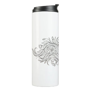 Garrafa Térmica Tumbler com Perfil de Mulher Floral Minimalista