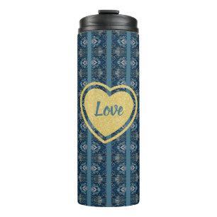 Garrafa Térmica Tumbler com risca azul da poeta Adiela Akoo