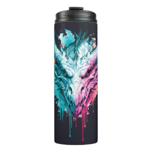 Garrafa Térmica Tumbler de Aquarela Dragão Neon Pastel
