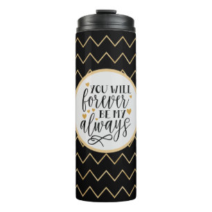 Garrafa Térmica Tumbler de Cotação Padrão Preto e Dourado