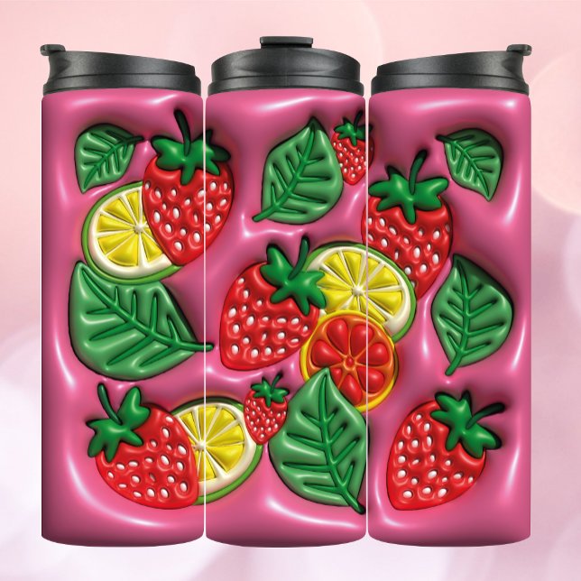 Garrafa Térmica Tumbler de Efeito Inflado 3D nas frutas de Verão (Criador carregado)
