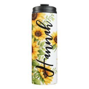 Garrafa Térmica Tumbler de Girassol Personalizado, Presentes de Gi