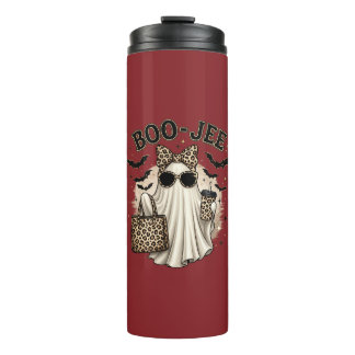 Garrafa Térmica Tumbler de Halloween Fantasma Leopardo Boo-Jee