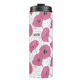 Garrafa Térmica Tumbler de monograma personalizado das Flores de P