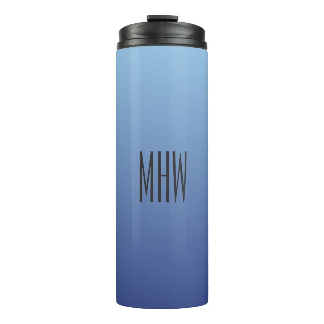 Garrafa Térmica Tumbler de monograma personalizado de gradiente az (Frente)