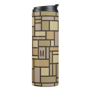 Garrafa Térmica Tumbler de monograma personalizado de padrão geomé