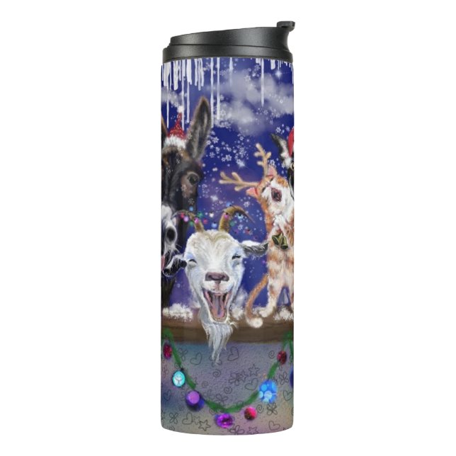 Garrafa Térmica Tumbler de Natal com Festa de Animais Engraçado (Giro à esquerda)