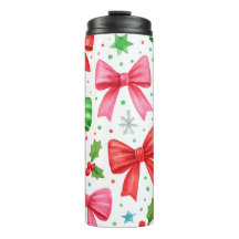 Tumbler de Natal com Laço Vermelho e Verde – Prese