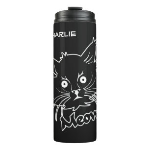 Garrafa Térmica Tumbler de nome personalizado de Cat Preto