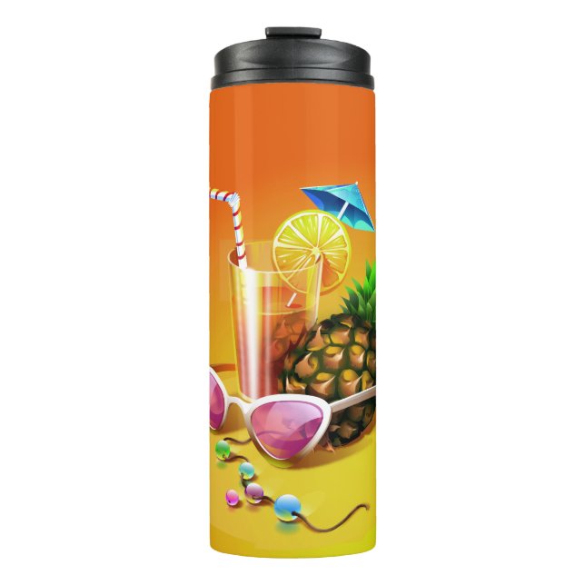Garrafa Térmica Tumbler de nome personalizado de Drente Tropical (Frente)
