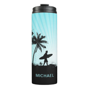 Garrafa Térmica Tumbler de nome personalizado do Beach Surfer