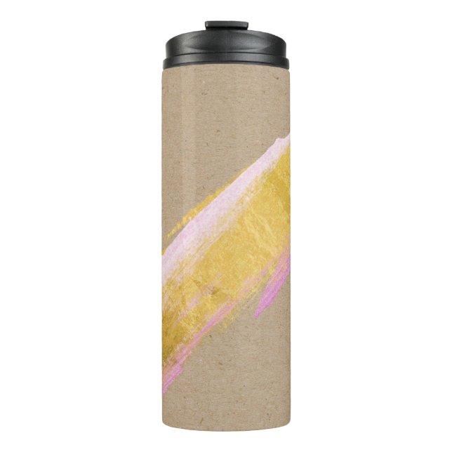 Garrafa Térmica Tumbler de Pincel Rosa Dourado do Kraft Personaliz (Frente)